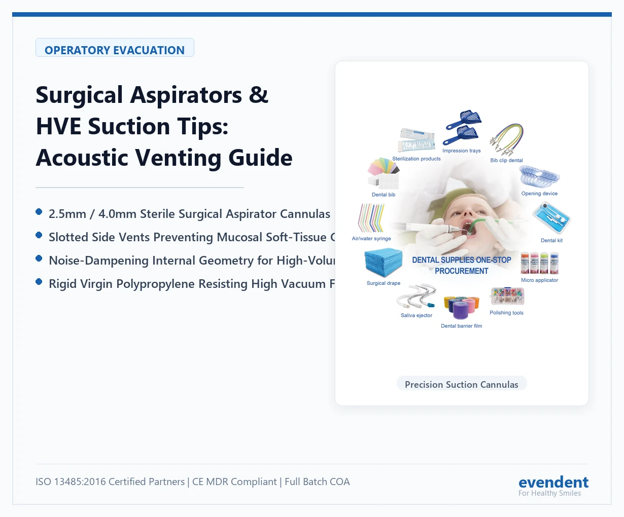 EvenDent dental surgical aspirator tips and HVE suction tips venting acoustics guide