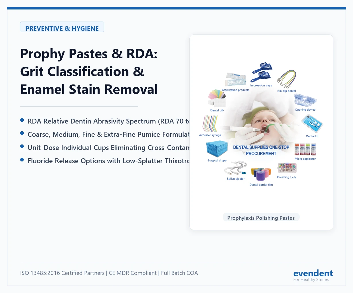 EvenDent dental polishing paste and prophy paste RDA values grit classification guide